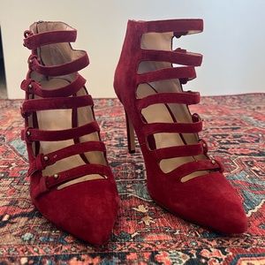 Vero Cuoio wine suede leather high heels